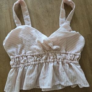 Women's Light Pink Smocked Peplum Tank Top